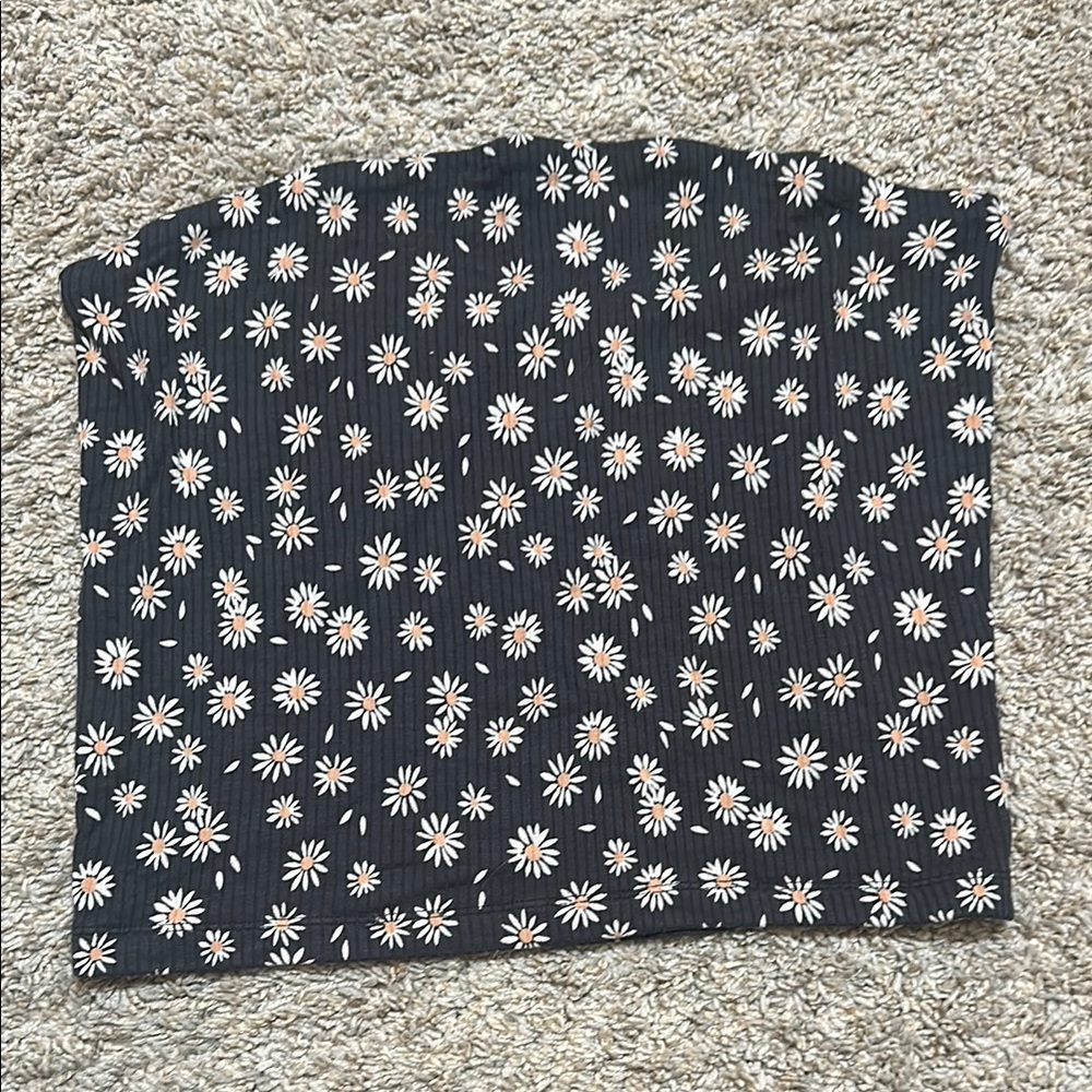 Floral Black Tube Top
